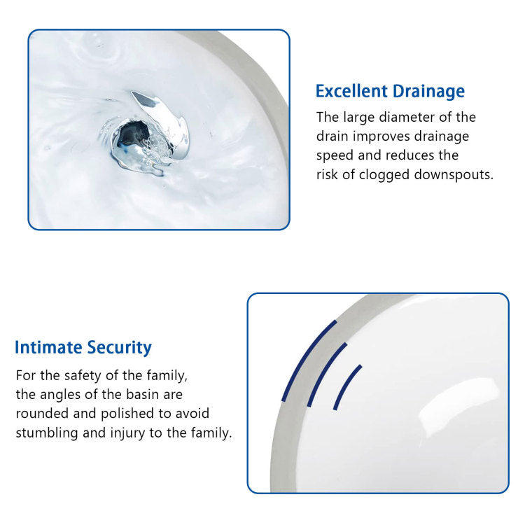 19"X16" Oval Shape Undermount Bathroom Sink Modern Pure White Porcelain Ceramic Lavatory Vanity Sink Basin With Overflow
