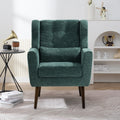 Modern Accent Chair,Chenille Arm Chairs For Living Room,Upholstered Mordern Armchair,Comfy Soft Padded Lounge Chair In Small Space, Bedroom, W Pillow, Solid Wood Leg Blackish Green