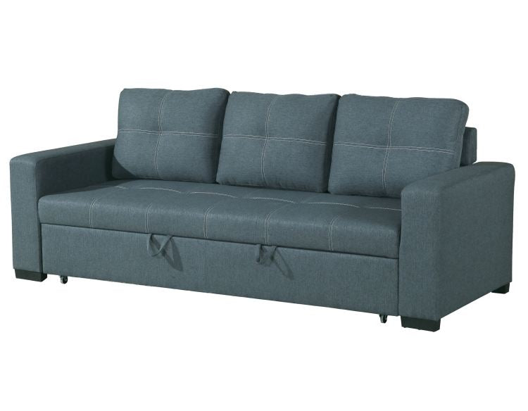 Convertible Sofa In Black Faux Leather