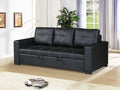 Convertible Sofa In Black Faux Leather