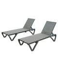 Patio Chaise Lounge Outdoor Aluminum Polypropylene Chair With Adjustable Backrest, Poolside Sunbathing Chair For Beach,Yard,Balcony Gray, 2 Lounge Chairs