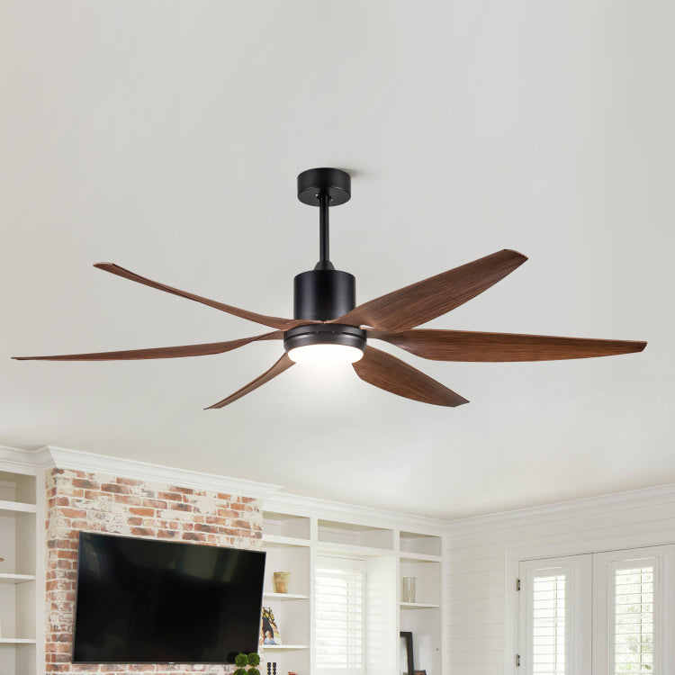 66" Vintage Lighting With Brown Blades In Integrated Led
