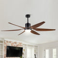 66" Vintage Lighting With Brown Blades In Integrated Led