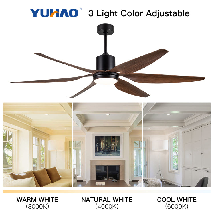 66" Vintage Lighting With Brown Blades In Integrated Led