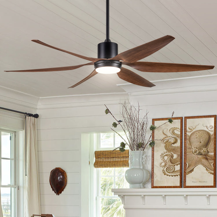66" Vintage Lighting With Brown Blades In Integrated Led
