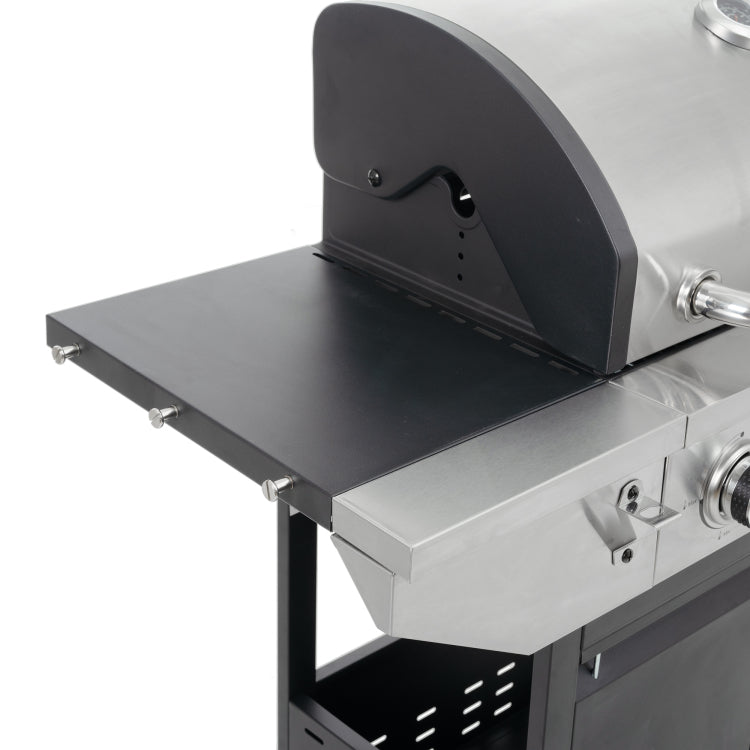 Propane Grill 4 Burner Barbecue Grill Stainless Steel Gas Grill With Side Burner, 46,500 Btu Outdoor Cooking, Patio, Garden Barbecue Grill, Black And Silver