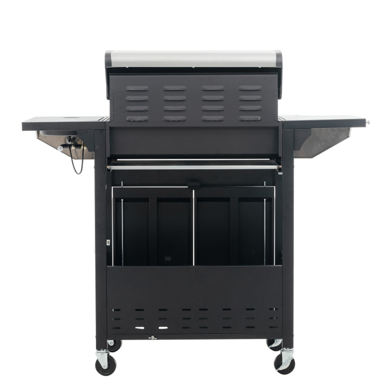 Propane Grill 4 Burner Barbecue Grill Stainless Steel Gas Grill With Side Burner, 46,500 Btu Outdoor Cooking, Patio, Garden Barbecue Grill, Black And Silver