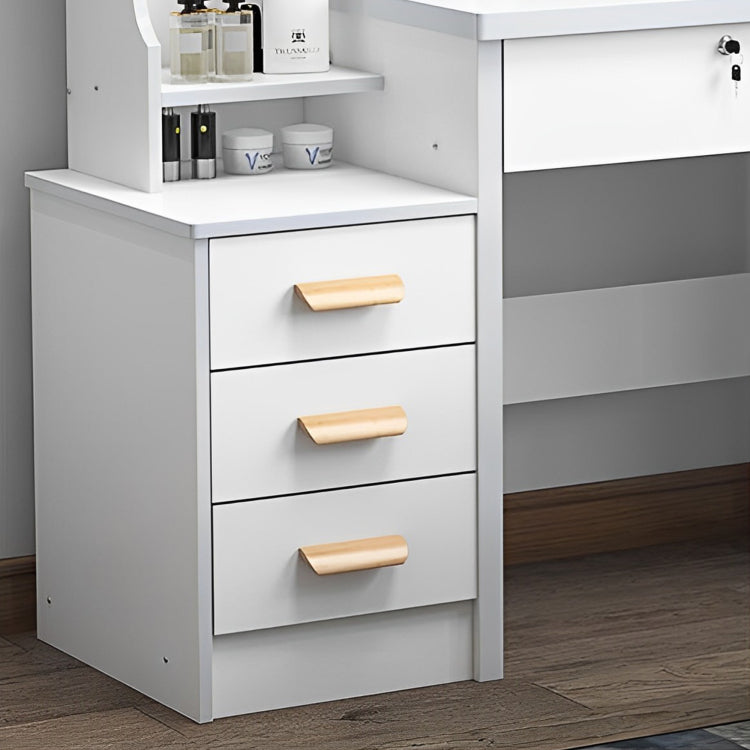 Fashion Vanity Desk With Mirror And Lights For Makeup And Chair, Vanity Mirror With Lights And Table Set With 3 Color Lighting Brightness Adjustable, 4 Drawers, White Color