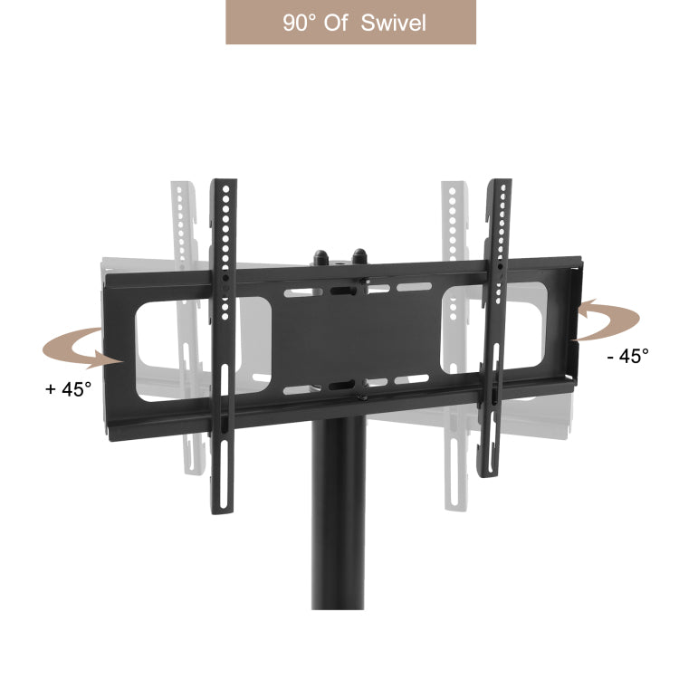 Height And Angle Adjustable Multi Function Tempered Glass Metal Frame Floor With Lockable Wheels Mobile Tv Stand, Lcd Plasma Tv Bracket 2 Tier Tempered Glass Shelves For Multiple Media Devices