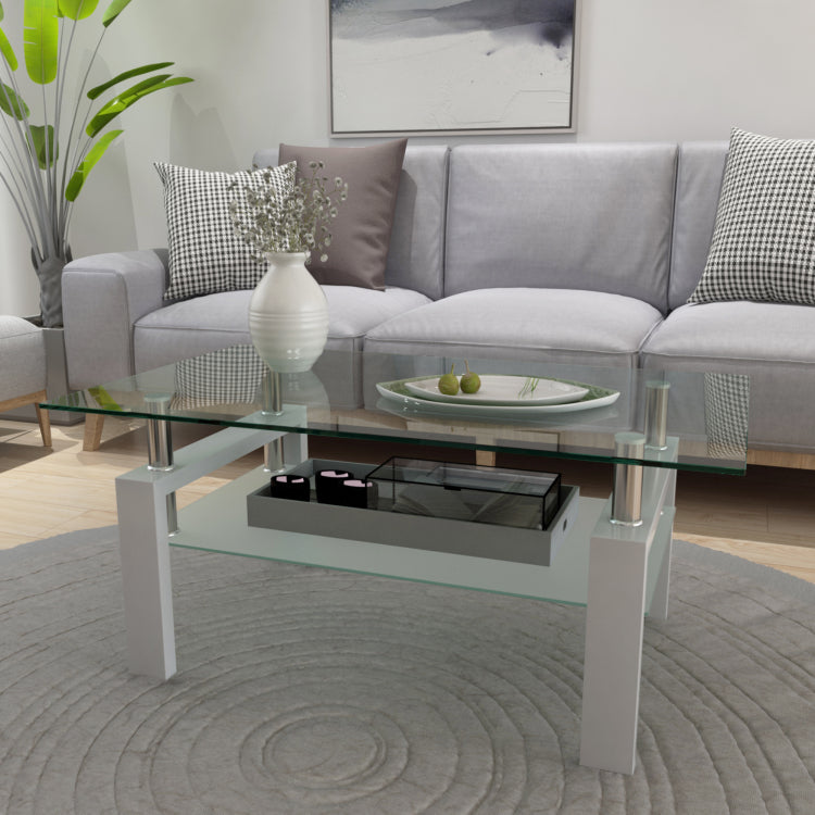 Rectangle Glass Coffee Table, Clear Coffee Table, Modern Side Center Tables For Living Room, Living Room Furniture Old Sku:W24136821