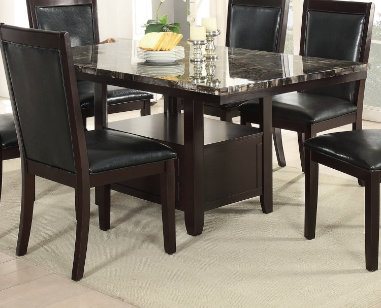 Dining Room 1Pc Table W Shelve Storage Base Faux Marble Top Birch Wood Mdf Dining Table