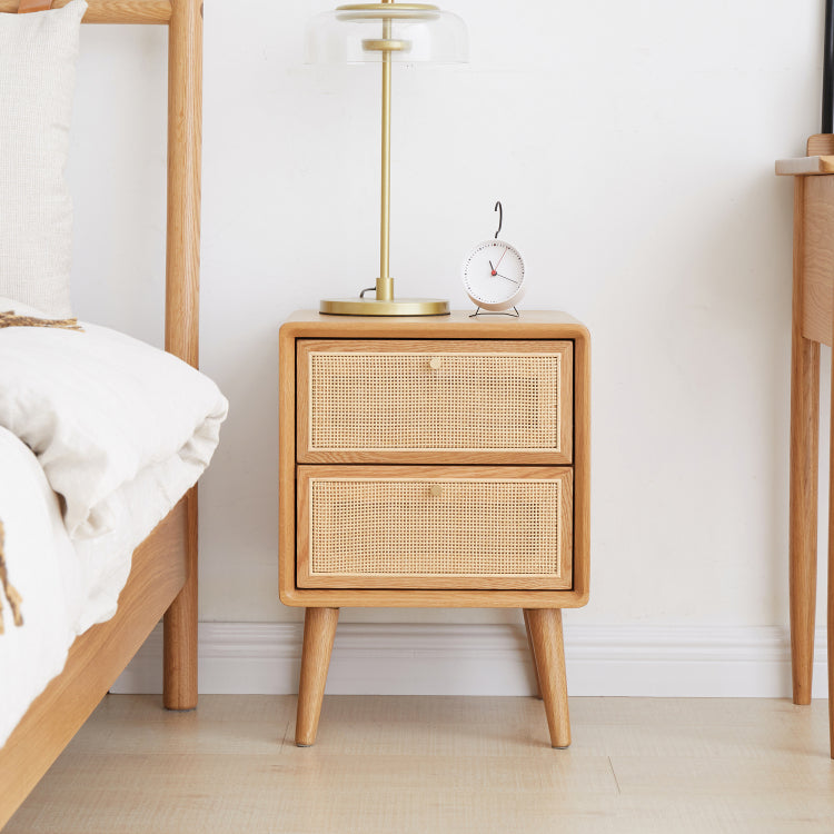 Pure Solid Wood Bedside Cabinet Modern Simple Nightstands North America Oak Bedside Cabinet Nordic Bedroom Solid Oak Storage Cabinet 0.4M