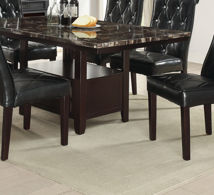 Dining Room 1Pc Table W Shelve Storage Base Faux Marble Top Birch Wood Mdf Dining Table