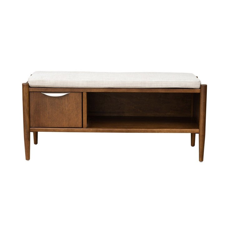 Accent Bench With Storage And Upholstered Cushion