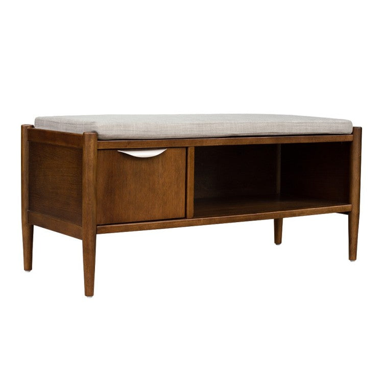Accent Bench With Storage And Upholstered Cushion