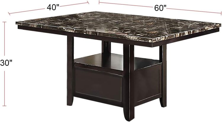 Dining Room 1Pc Table W Shelve Storage Base Faux Marble Top Birch Wood Mdf Dining Table