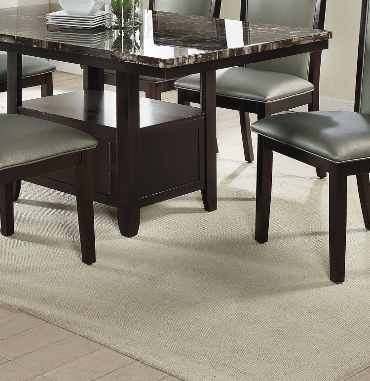 Dining Room 1Pc Table W Shelve Storage Base Faux Marble Top Birch Wood Mdf Dining Table