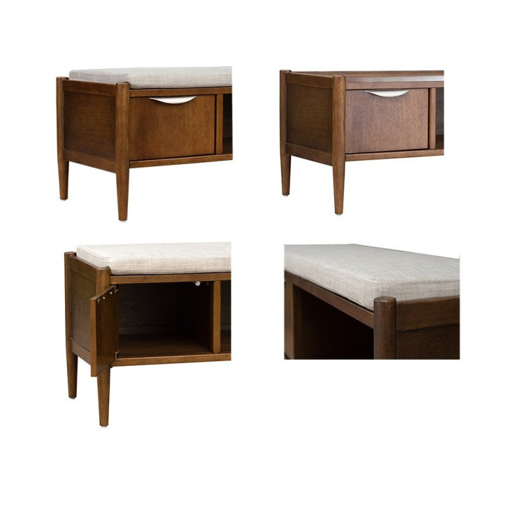 Accent Bench With Storage And Upholstered Cushion