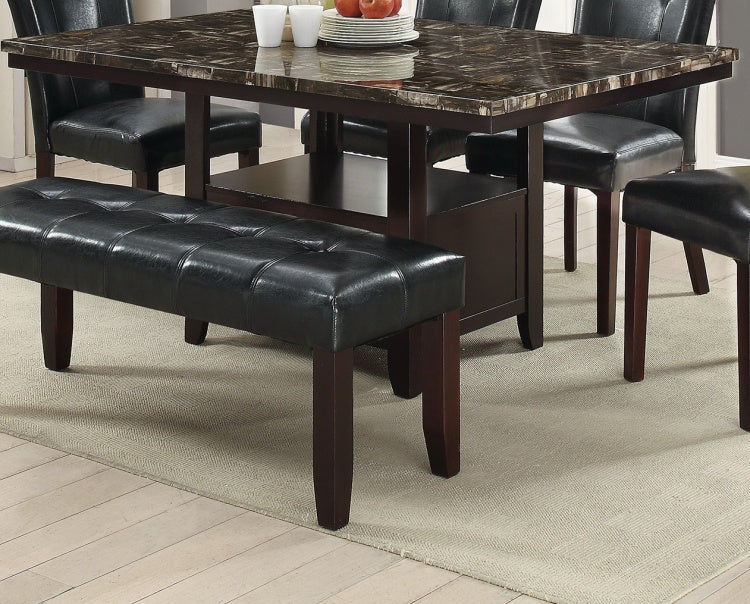 Dining Room 1Pc Table W Shelve Storage Base Faux Marble Top Birch Wood Mdf Dining Table
