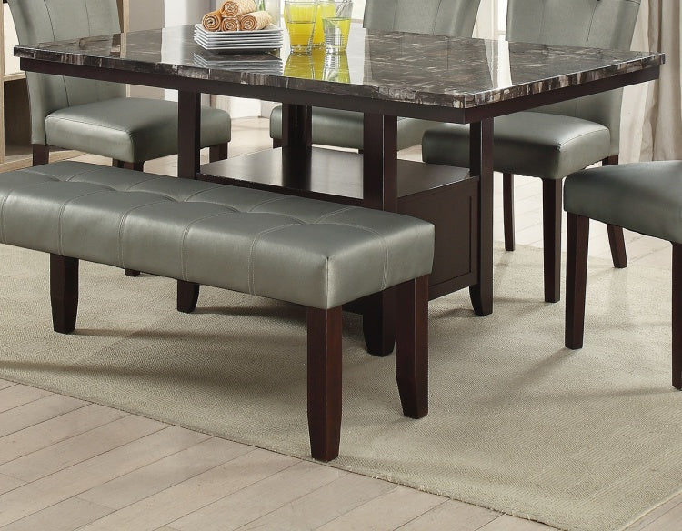 Dining Room 1Pc Table W Shelve Storage Base Faux Marble Top Birch Wood Mdf Dining Table