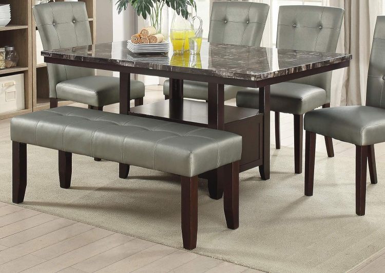 Dining Room 1Pc Table W Shelve Storage Base Faux Marble Top Birch Wood Mdf Dining Table