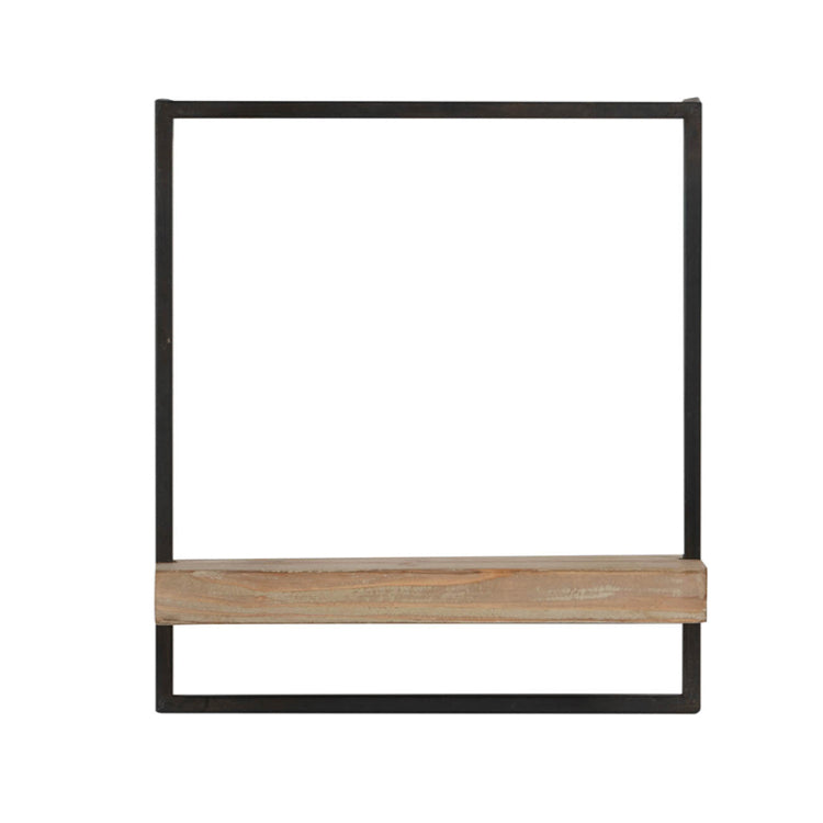 15.7" X 5.9" X 17.7" Iron And Wood Wall Shelf, Wall Hanging Decor, Home Decor Accent