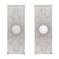 Set Of 2 Large Wooden Wall Art Panels With Distressed White Finish And Round Mirror Accents,17" X 48"