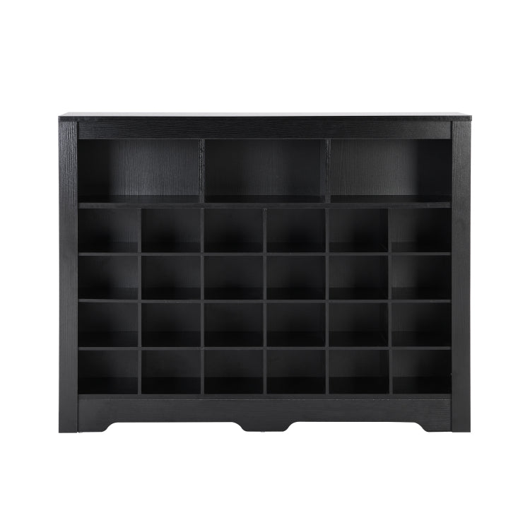 Sleek Design 24 Shoe Cubby Console, Modern Shoe Cabinet With Curved Base, Versatile Sideboard With High Quality For Hallway, Bedroom, Living Room, Black
