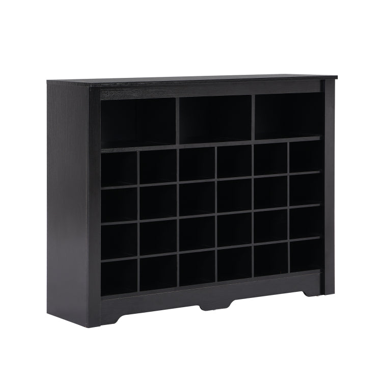 Sleek Design 24 Shoe Cubby Console, Modern Shoe Cabinet With Curved Base, Versatile Sideboard With High Quality For Hallway, Bedroom, Living Room, Black