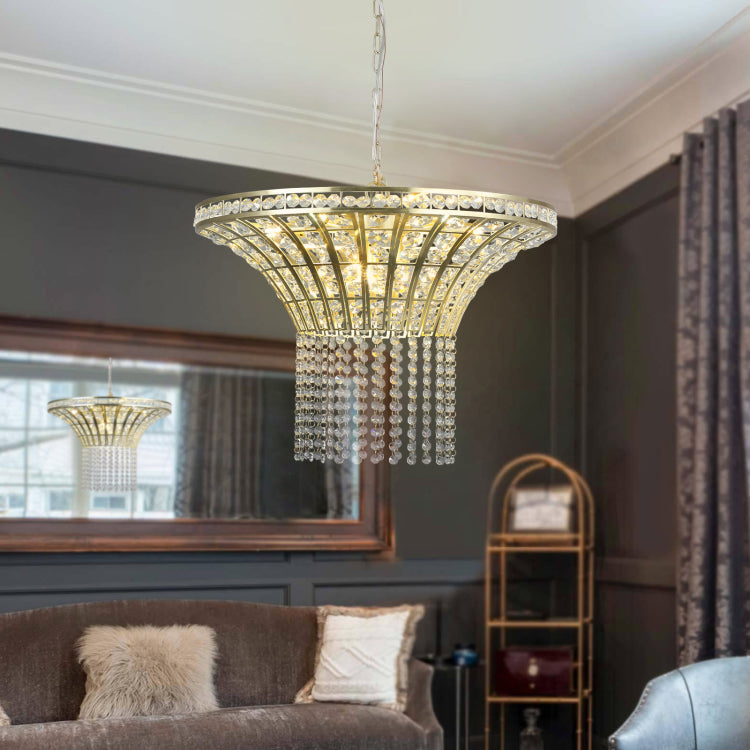Same As W1340120181 L5021 8 Light 23.6" Wide Crystal Waterfall Chandelier Bulb Not Included