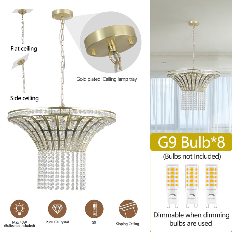 Same As W1340120181 L5021 8 Light 23.6" Wide Crystal Waterfall Chandelier Bulb Not Included