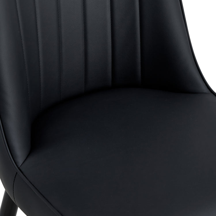 Modern Dining Chairs, Equipped With Pu Artificial Leather Backrest Cushions And Black Metal Legs, Suitable For Restaurants, Kitchens, And Bedrooms. Set Of 4 Pieces Black Pu Leather C 007