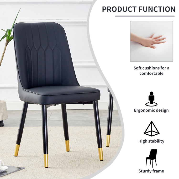 Modern Dining Chairs, Equipped With Pu Artificial Leather Backrest Cushions And Black Metal Legs, Suitable For Restaurants, Kitchens, And Bedrooms. Set Of 4 Pieces Black Pu Leather C 007