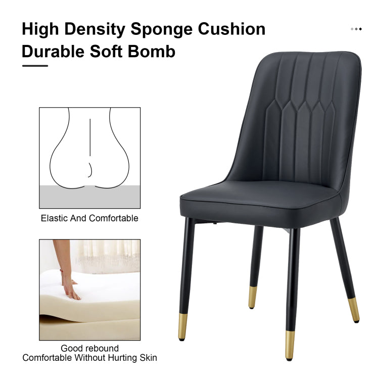 Modern Dining Chairs, Equipped With Pu Artificial Leather Backrest Cushions And Black Metal Legs, Suitable For Restaurants, Kitchens, And Bedrooms. Set Of 4 Pieces Black Pu Leather C 007