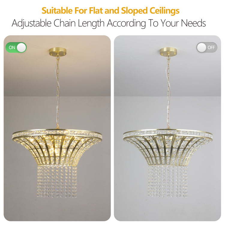 Same As W1340120181 L5021 8 Light 23.6" Wide Crystal Waterfall Chandelier Bulb Not Included