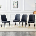 Modern Dining Chairs, Equipped With Pu Artificial Leather Backrest Cushions And Black Metal Legs, Suitable For Restaurants, Kitchens, And Bedrooms. Set Of 4 Pieces Black Pu Leather C 007