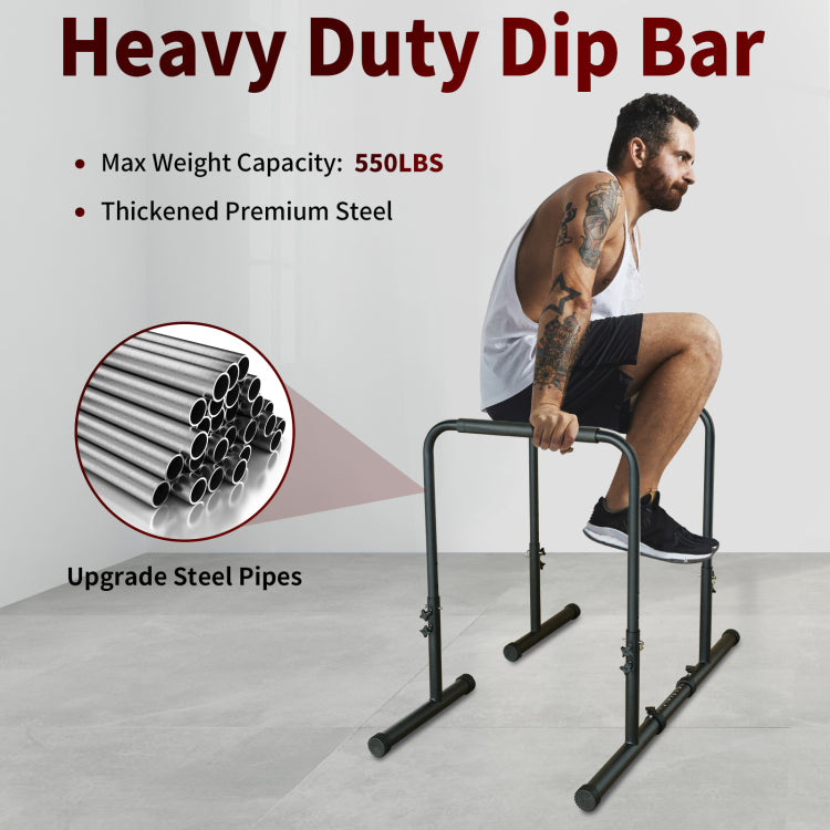 Power Tower Dip Station Pull Up Bar Stand Adjustable Height Heavy Duty Multi Function Fitness Training Equipment