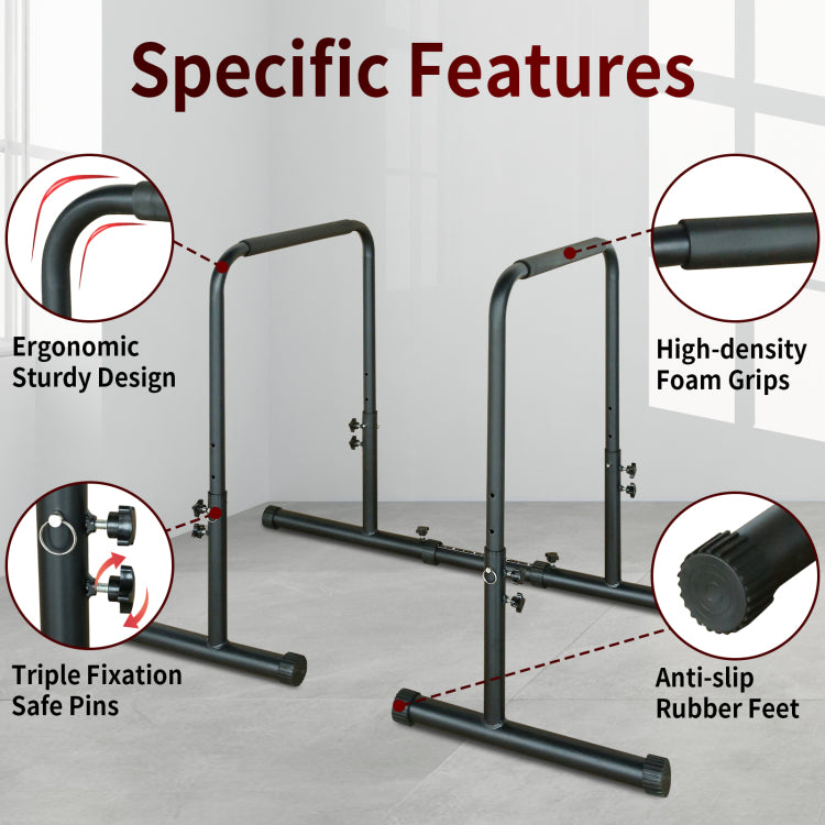 Power Tower Dip Station Pull Up Bar Stand Adjustable Height Heavy Duty Multi Function Fitness Training Equipment