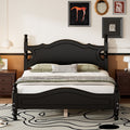 Full Size Wood Platform Bed Frame,Retro Style Platform Bed With Wooden Slat Support,Black