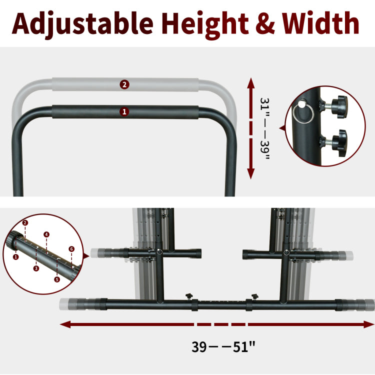 Power Tower Dip Station Pull Up Bar Stand Adjustable Height Heavy Duty Multi Function Fitness Training Equipment