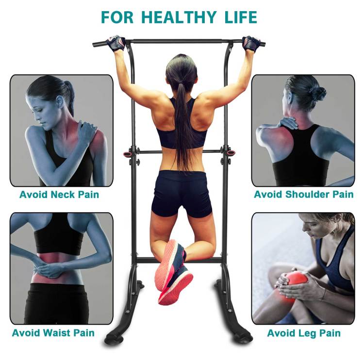 Power Tower Dip Station Adjustable Height Heavy Duty Multi Function Fitness Training Equipment