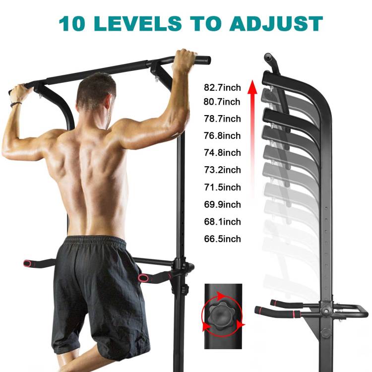 Power Tower Dip Station Adjustable Height Heavy Duty Multi Function Fitness Training Equipment