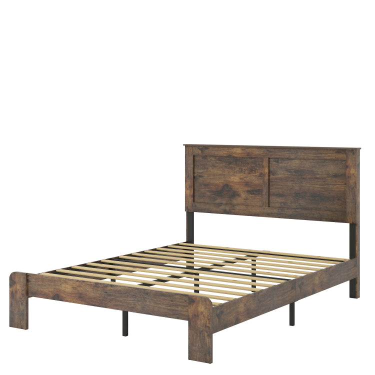 Bed Frame Full Size, Wood Platform Bed Frame , Noise Free,No Box Spring Needed And Easy Assembly Tool,Large Under Bed Storage,Dark Brown