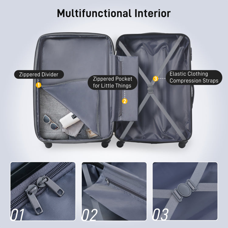 Hardshell Luggage Sets 2Pcs Bag Spinner Suitcase With Tsa Lock Lightweight