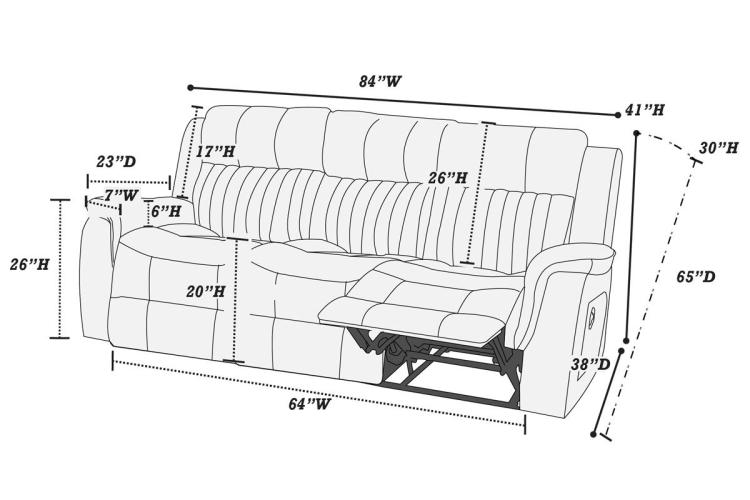 Contemporary Manual Motion Sofa 1Pc Couch Living Room Furniture Slate Blue Leatherette