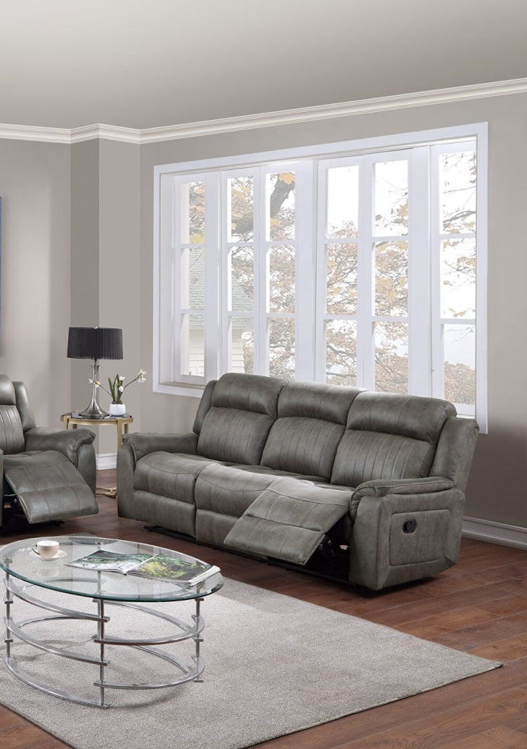 Contemporary Manual Motion Sofa 1Pc Couch Living Room Furniture Slate Blue Leatherette