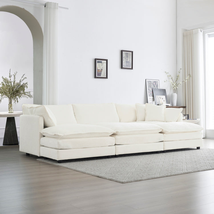 Comfortable Deep Seat Reversible Modular 6 Seater Sectional Super Soft Sofa U Shaped Sectional Couch With 3 Ottomans, 3 Toss Pillows And 2 Arm Pillows