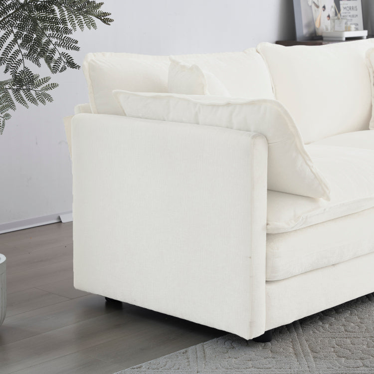 Comfortable Deep Seat Reversible Modular 6 Seater Sectional Super Soft Sofa U Shaped Sectional Couch With 3 Ottomans, 3 Toss Pillows And 2 Arm Pillows