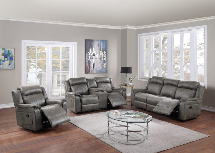 Contemporary Manual Motion Sofa 1Pc Couch Living Room Furniture Slate Blue Leatherette
