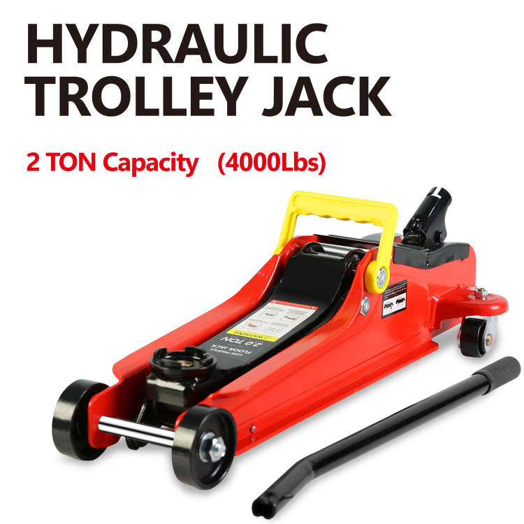 2 Ton Low Profile Floor Jack, 3T Jack Stand Tire Repair Kit L Wrench Heavy Duty Steel Racing Floor Jack With Single Piston Quick Lift Pump, Floor Jack Lifting Range 3.3" 15.2"
